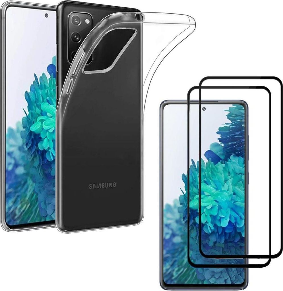 Hülle für Samsung S20 FE mit 2 Displayschutzfolien aus Hartglas Phonillico