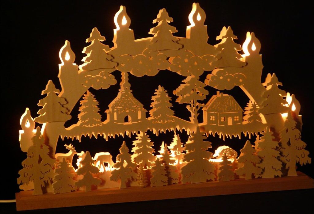 Original Erzgebirgischer Marken Schwibbogen Lichterbogen 50 x 31 cm S50-B_97