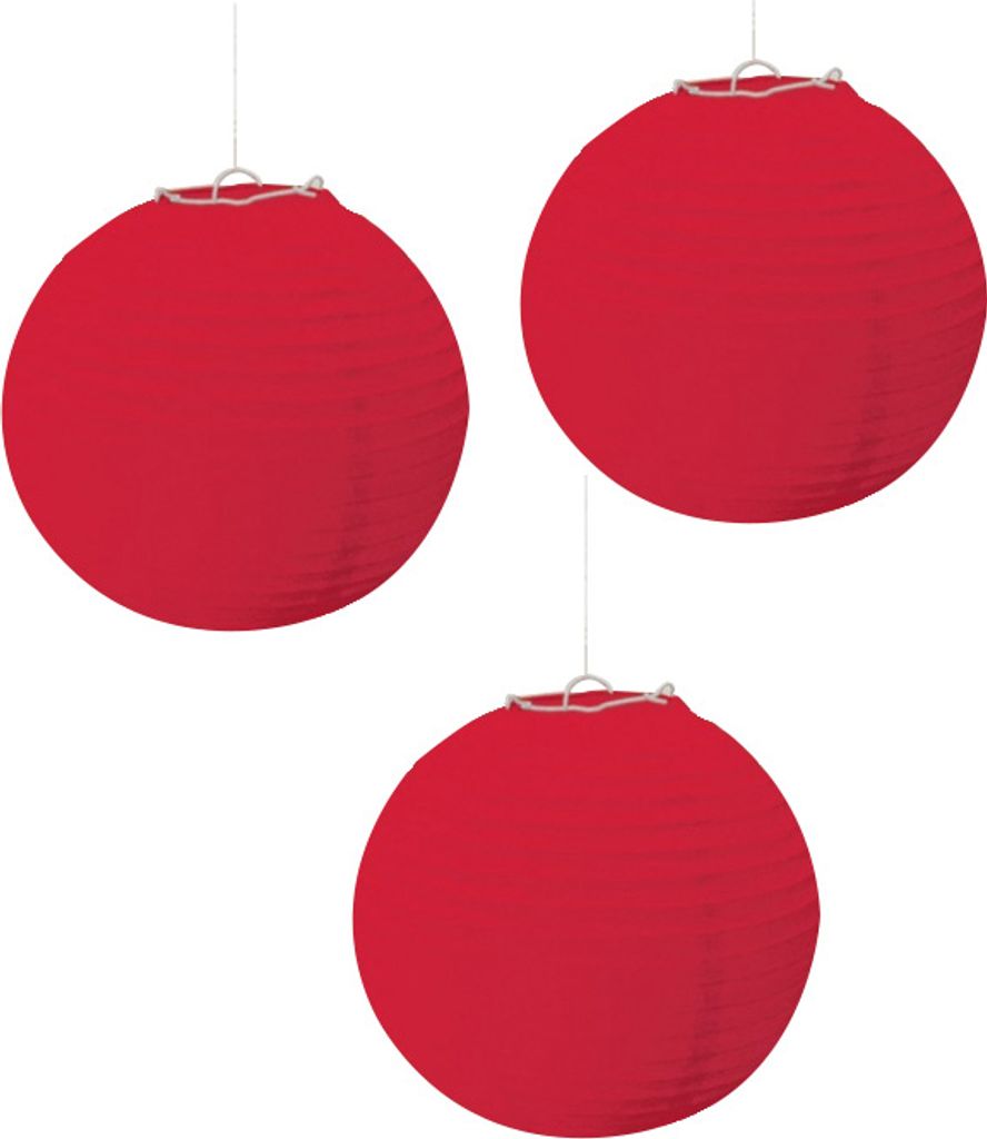 amscan Papier Lampions apfelrot Ø24cm 3 Stück