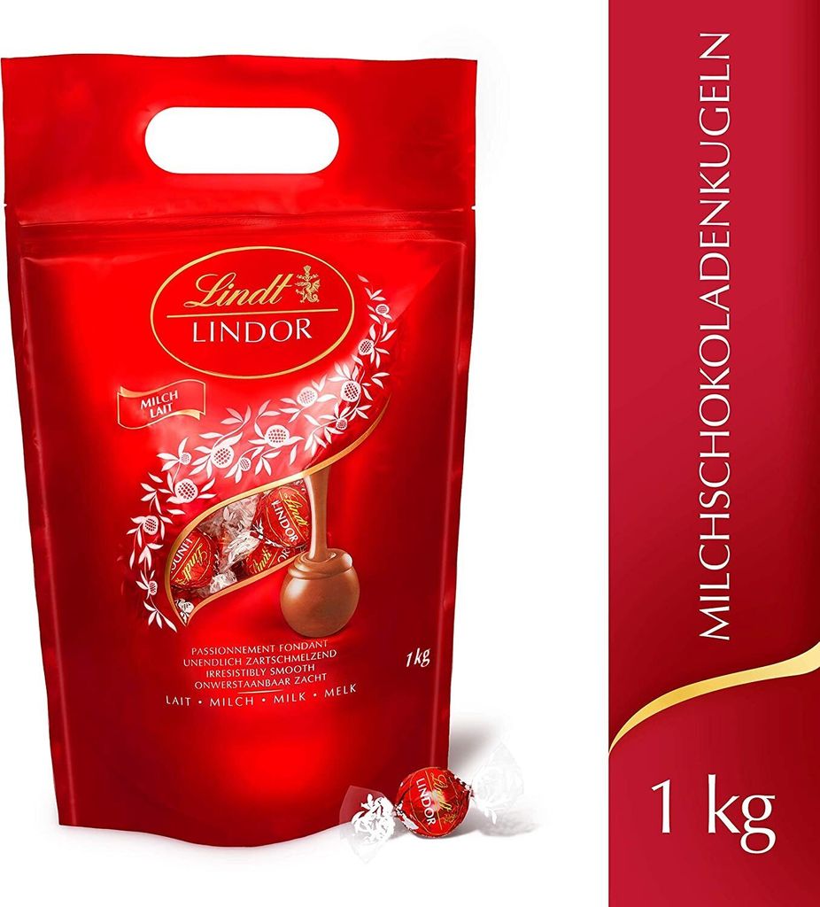 1kg Lindt Lindorkugeln In Rot – Herrliche Schokol Produktbild-Vorschau 2