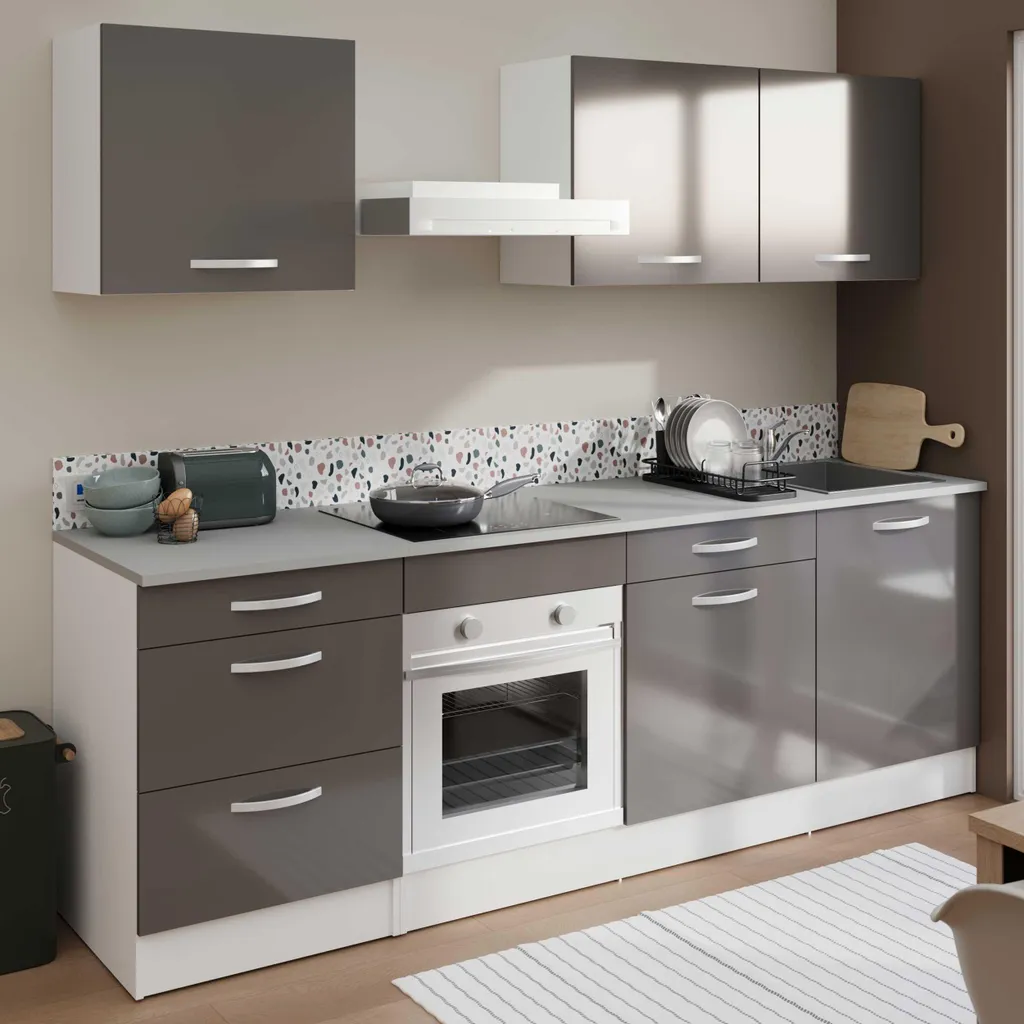 Armoire basse Eko 60x60 cm avec 3 tiroirs - Meuble de rangement gris - 4