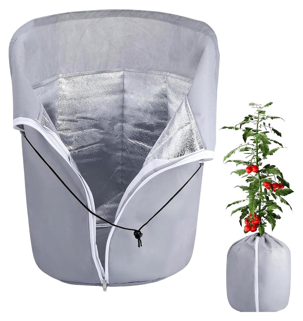 Thermo Pflanzenschutz für den Winter, 45x50cm wiederverwendbare Abdeckungen mit Zugband und Reißverschluss für Außenpflanzen gegen Frost und Sc...