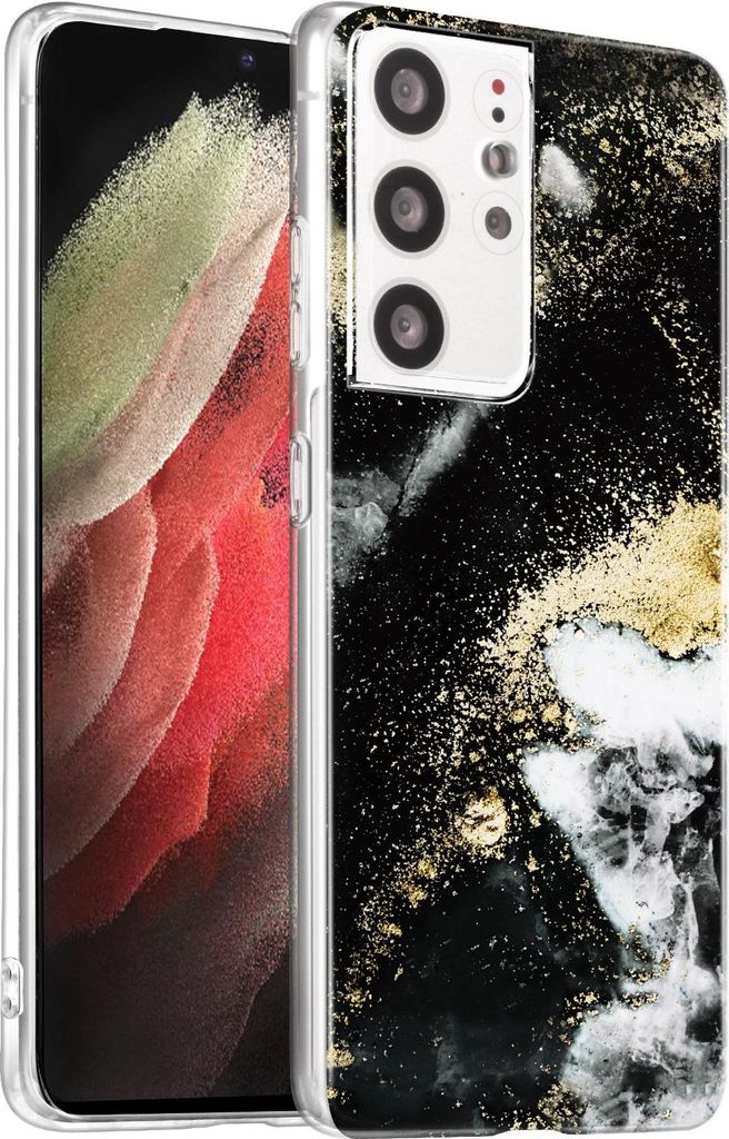 Hülle für Samsung Galaxy S21 Ultra Schutzhülle Marmor Motiv Handy Case Silikon Slim Cover