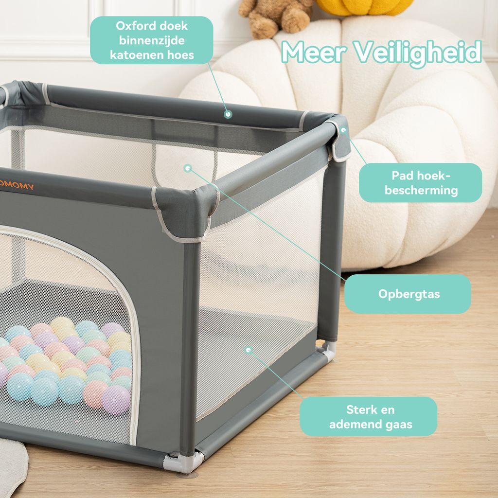 Laufstall Baby, Comomy  Laufgitter Baby Faltbar Für Drinnen Produktbild 5