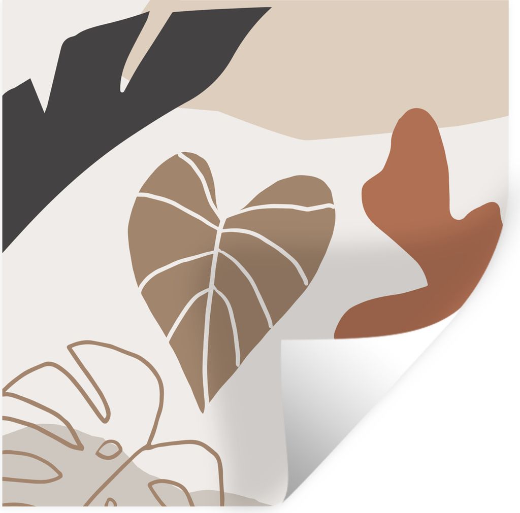 MuchoWow Wandtattoo Wandsticker Wandaufkleber Sommer - Blatt - Braun 80x80 cm Selbstklebend und Repositionierbar - Wierderverwendbar - Selbstklebend