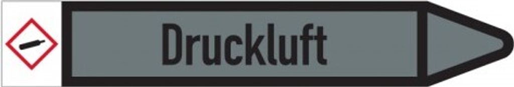 Dreifke Aufkleber I RKZ-Etikett Druckluft, rechts, DIN, grau/schwarz, für Ø ...