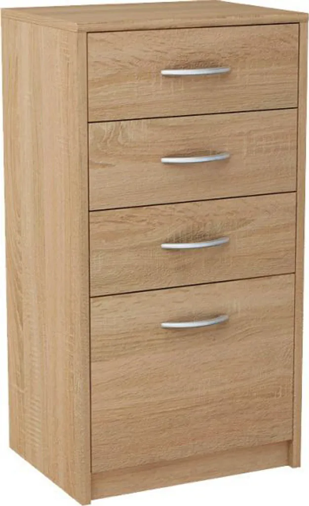 Meuble de rangement IBOJA avec tiroirs étroits en décor chêne clair