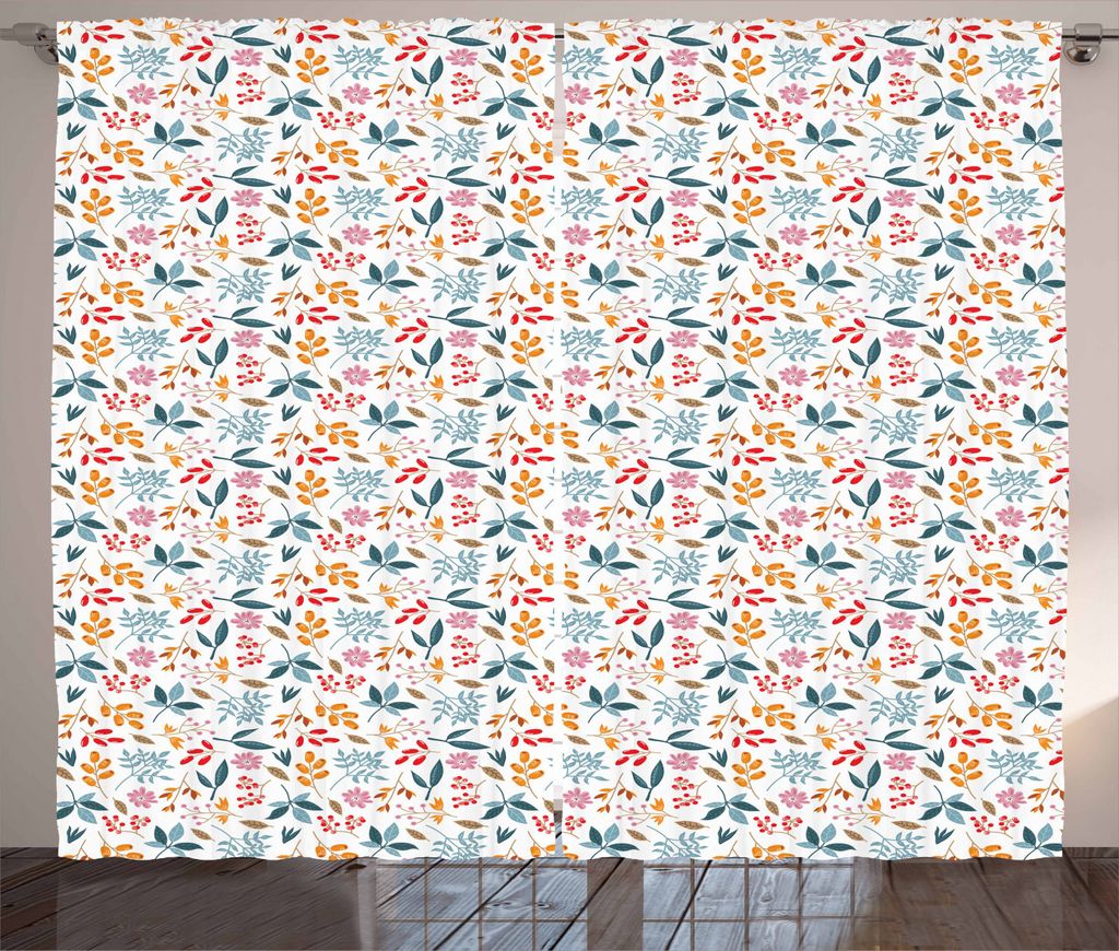 ABAKUHAUS Blätter Rustikaler Vorhang, Laub der Herbstsaison, Wohnzimmer Universalband Gardinen mit Schlaufen und Haken, 280 x 225 cm, Mehrfarbig