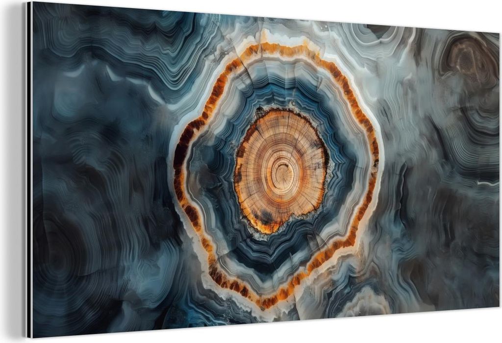 MuchoWow Wanddekoration Metall Metallbild Wandkunst 80x40 cm Kreis - Ringe - Stein - Schattierungen MuchoWow Aluminium Gemälde - Wanddekoration - ...