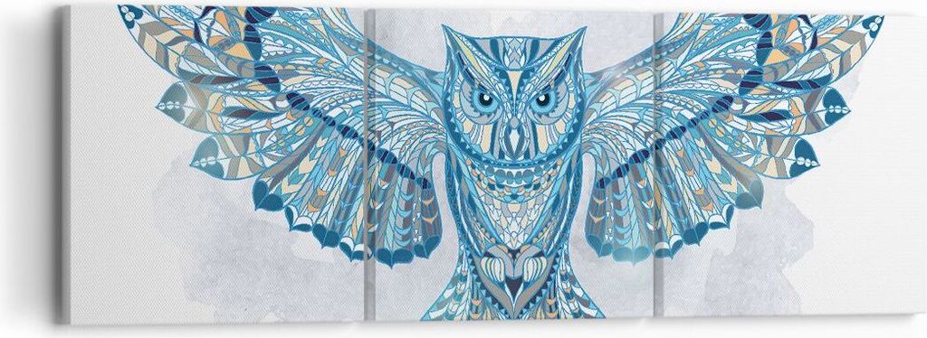Bild auf Leinwand - Leinwandbild - Eule Flügel Tierwelt Grafik - 90x30cm - Wand Bild - Wanddeko - Leinwanddruck - Bilder - Kunstdruck - Wanddekora...