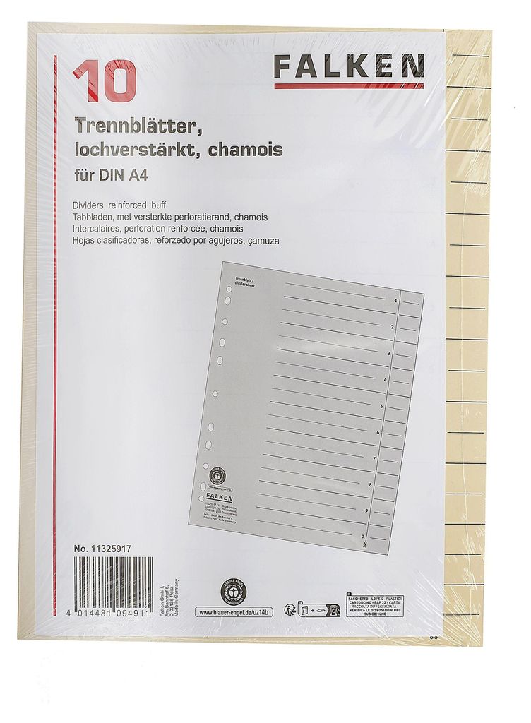 FALKEN Trennblätter A4. 30 Stück Verkaufseinheit 664259 Produktbild 