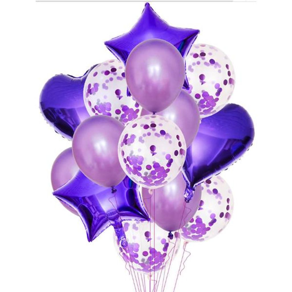 Lila 14. Geburtstag Deko-Set – Mit Ballons, Banner & Torten-Topper