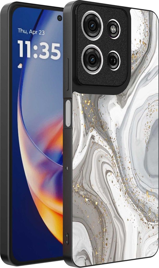 Geeignet für Motorola Edge 50 Neo Telefon Fall mit Marmor-Druck - TPU zurück Abdeckung Fall Marmor-Design - Silber - Smartphonica