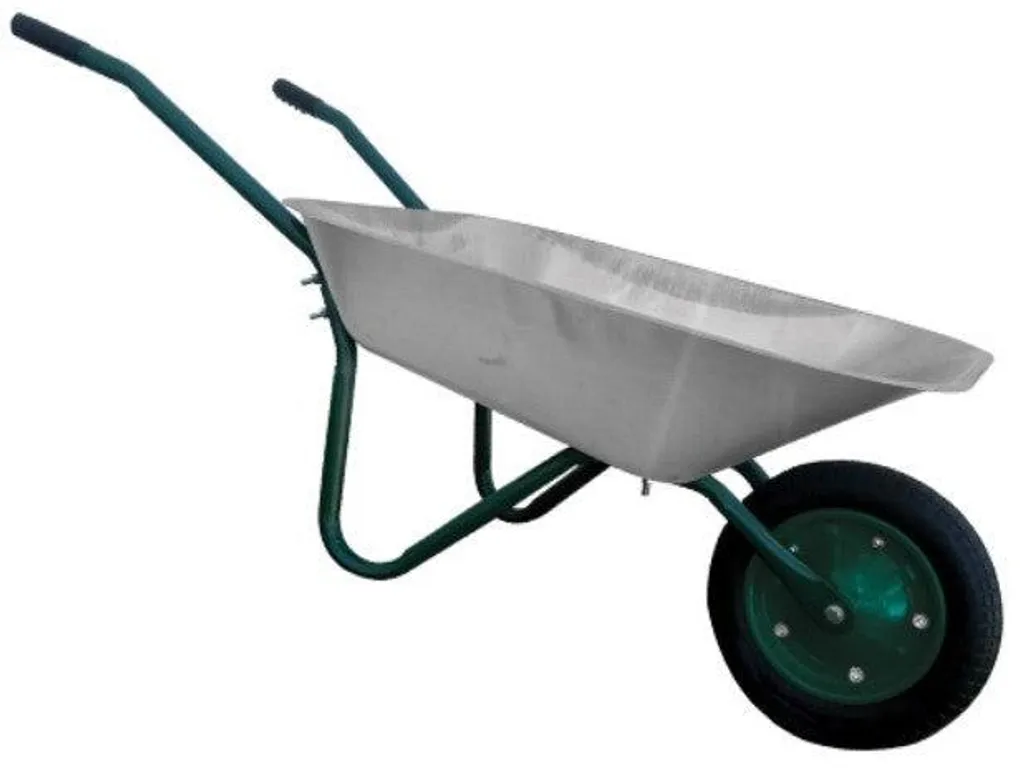 Brouette de jardin classique en acier galvanisé pour transport de terre