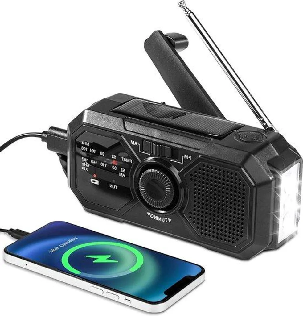 Radio solaire AM-FM portable rechargeable 2500mAh pour randonnée