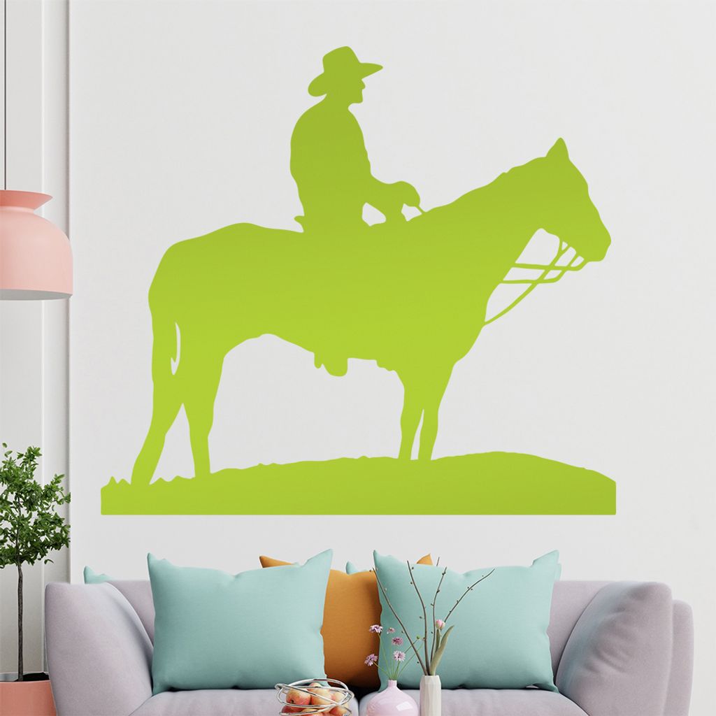 KIWISTAR Cowboy Pferd - Reiten Ausblick Wandtattoo in 6 Größen - Wandaufkleber Wall Sticker - Dekoration, Küche, Wohnzimmer, Schlafzimmer, Badez...