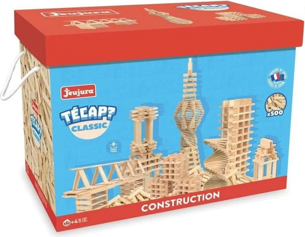 Coffret Jeujura 8338 - 500 Pièces en Hêtre - Jeu Construction Durable