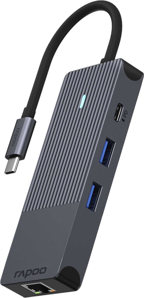 Rapoo USB-C Multiport Adapter 8-in-1, grau Produktbild 