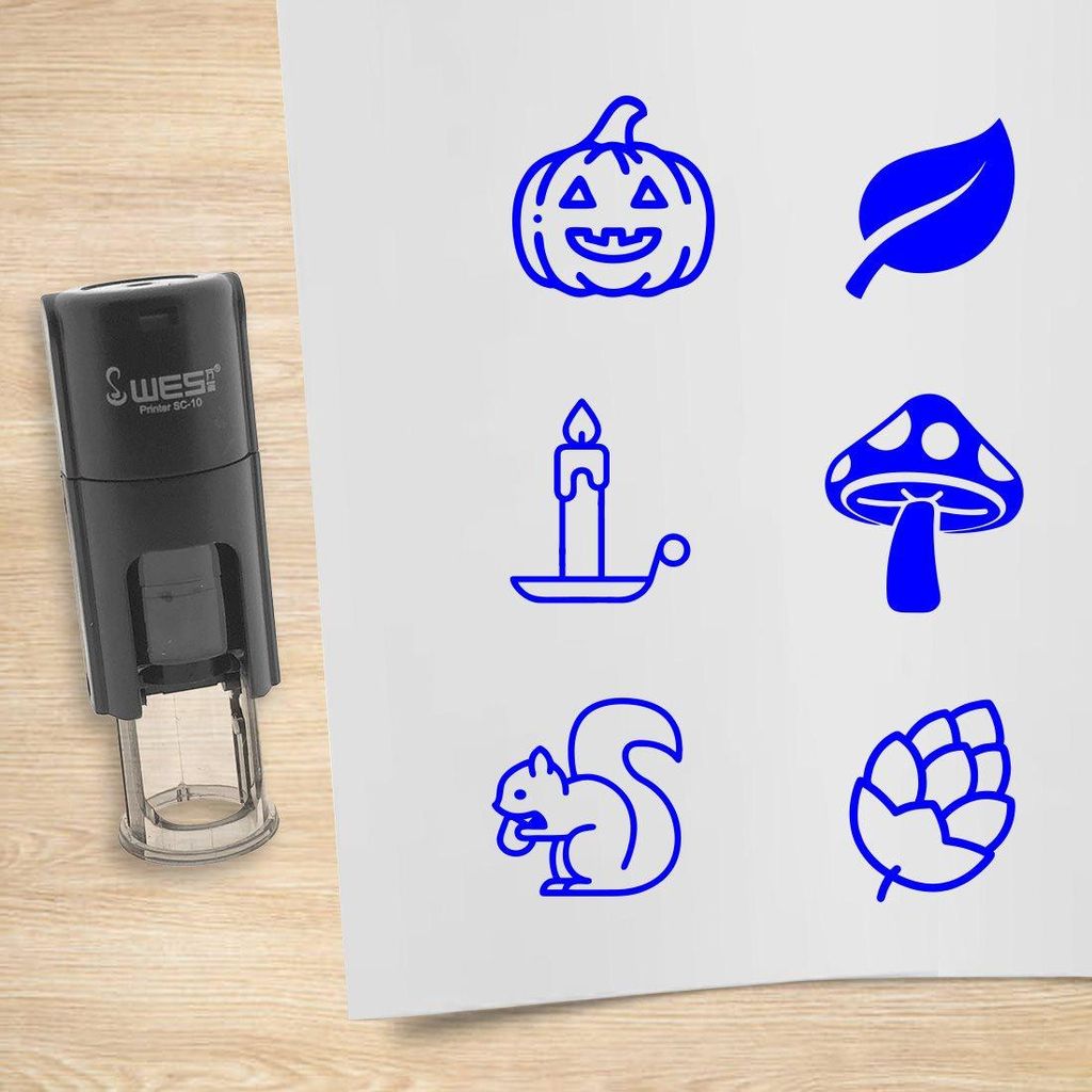 CombiCraft Selbstfärbendestempel Set 'Herbst' in der Farbe Blau, Ø10mm