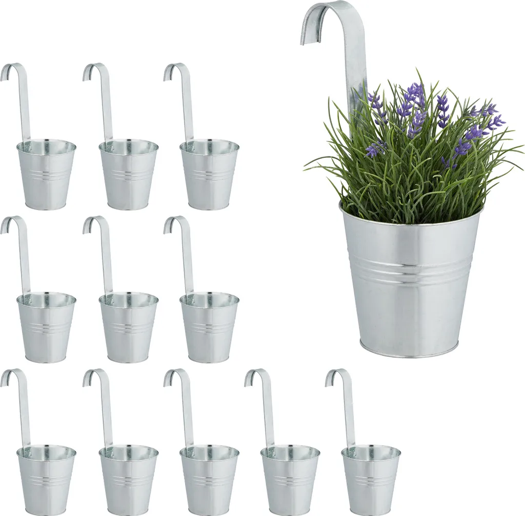 Cache-pots à Suspendre Set de 12 avec Crochet pour Balustrade et Fleurs