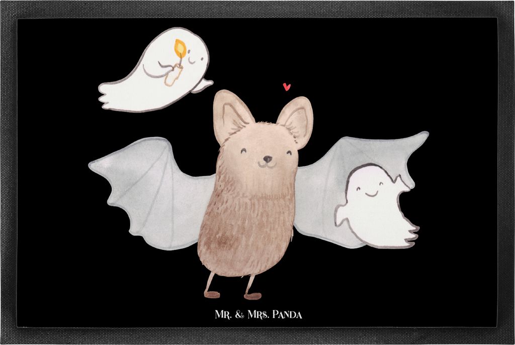 Mr. & Mrs. Panda Schmutzmatte Fledermaus Gespenster 40 x 60 cm - Schwarz - Geschenk, fußmatte, Fussmatte, Dekoration, Schmutzfangmatte, Fußabtret...