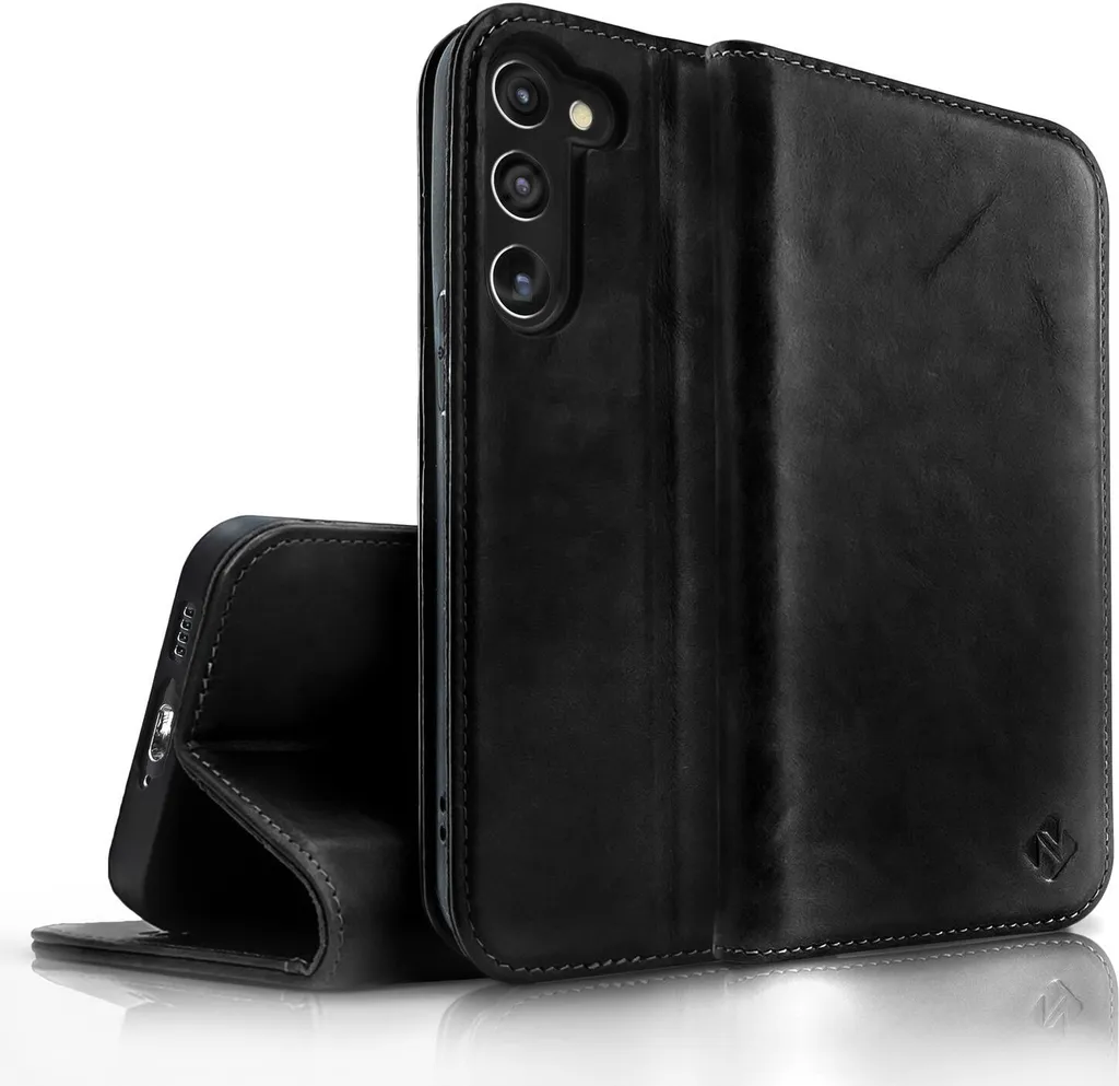 Cover Wallet S23 Pelle Vera Nero | Custodia Libro Professionale RFID
