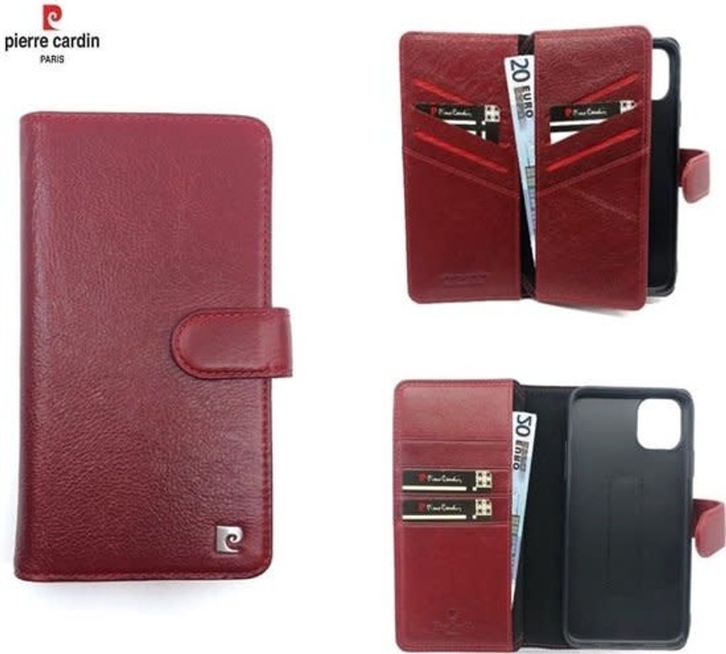 Pierre Cardin Apple iPhone 11 Pro Red Book type case - Genuine Leather