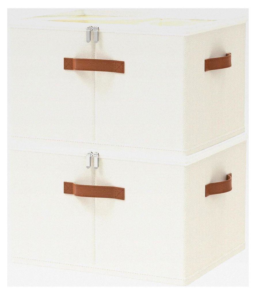 Faltbare Aufbewahrungsbox, Korb zur Aufbewahrung, Organizer mit Deckel, Unterbett Aufbewahrungsbehälter für Kleidung und Decken, Beige, 50 x 40 x...