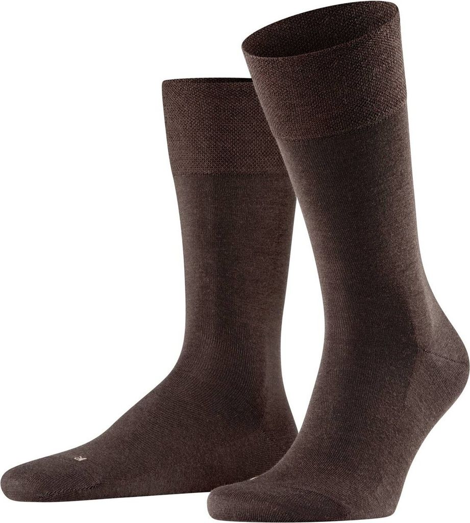FALKE Herren Socken - Sensitiv Berlin, Kurzstrumpf, Komfortbund, Uni Braun 43-46