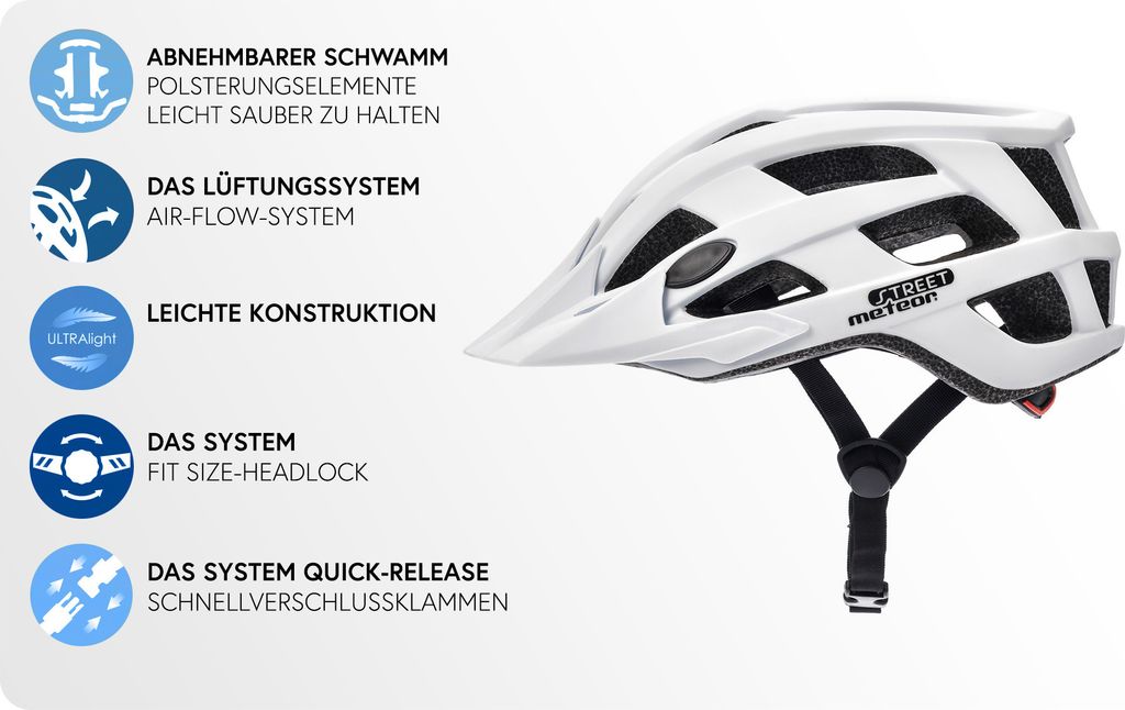 Meteor Urban Fahrradhelm Fr Herren, Damen & Kinder  Leichter MTB Helm Mit  Visier, Optimal Fr Mountainbike,