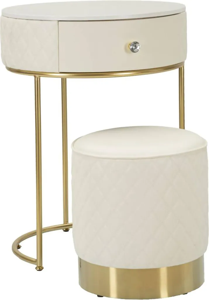 Petite table de nuit blanche Miscano avec étagère design 52x52x70 cm