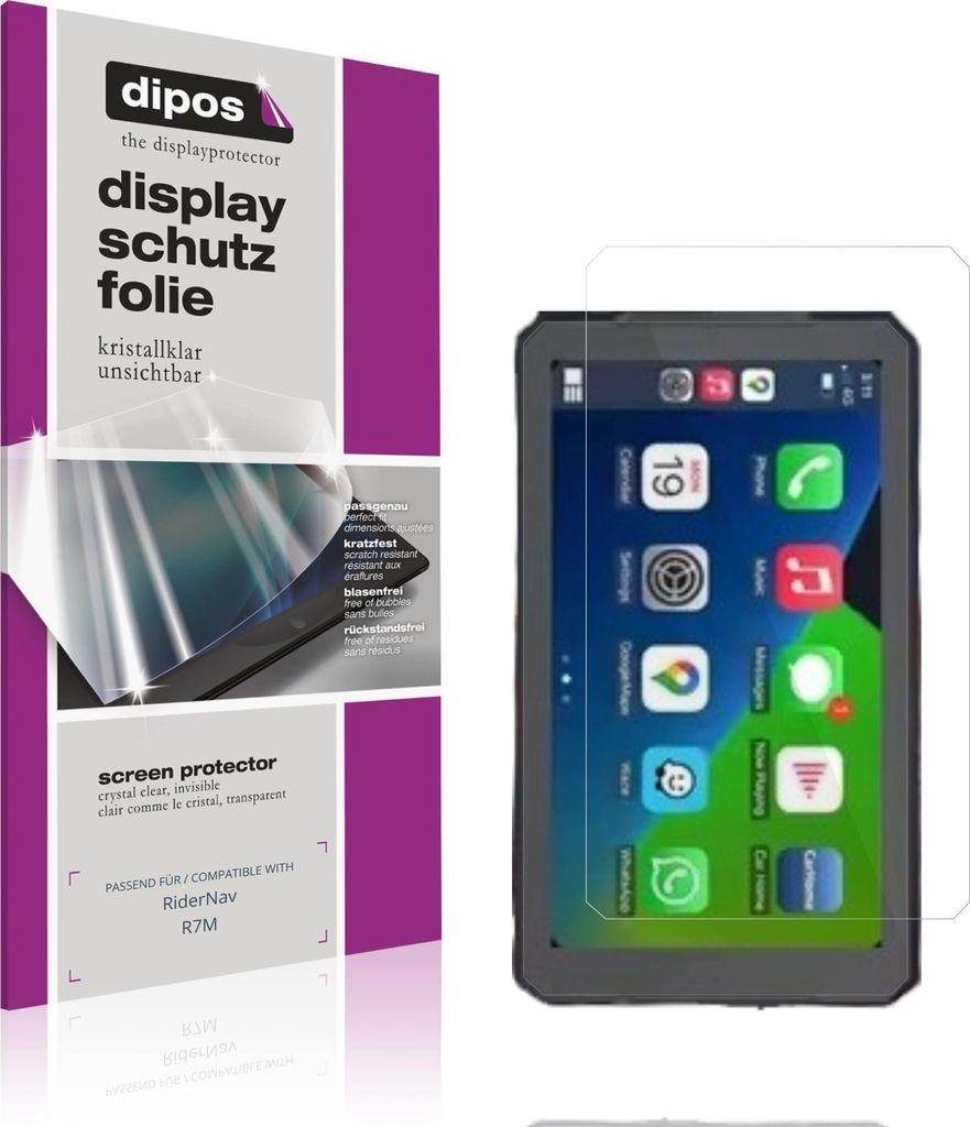 2x Schutzfolie für RiderNav R7M klar Displayschutzfolie Folie Display Schutz dipos