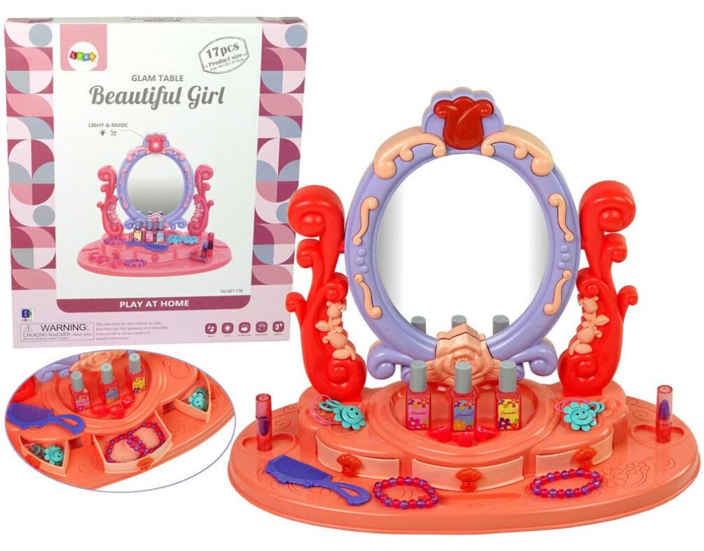 Leantoys Schminktisch mit Spiegel, Licht und Sound