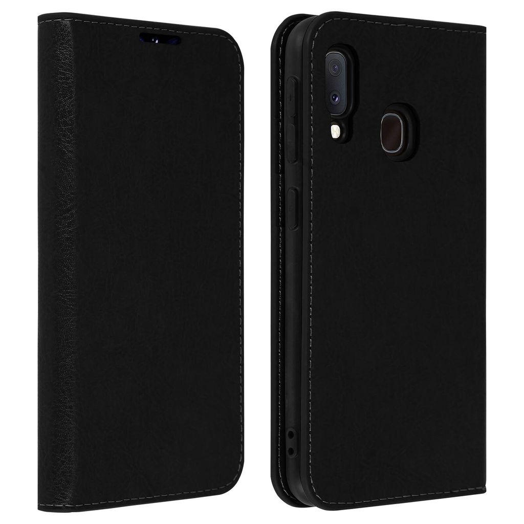 Avizar, Business Leder Cover, Schutzhülle mit Geldbörse Samsung Galaxy A20e, Schwarz
