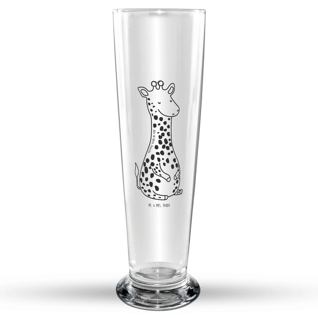 Mr. & Mrs. Panda Bierglas Giraffe Zufrieden - Transparent - Geschenk, Glück, Trinkglas, Glasbecher, Bierbecher, Abenteuer, Afrika, Bier Glas, Glas...