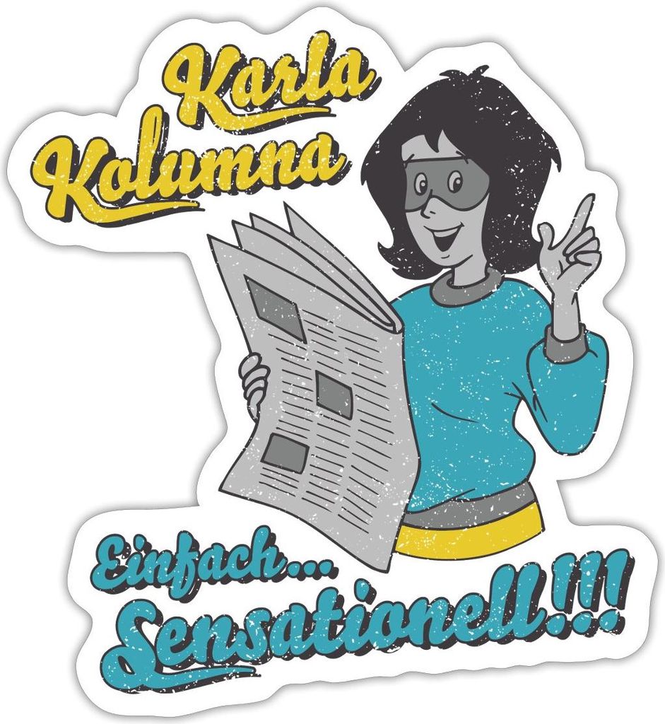 Spreadshirt Benjamin Blümchen Karla Kolumna Sensationell Sticker Aufkleber, 10 x 10 cm, Mattweiß