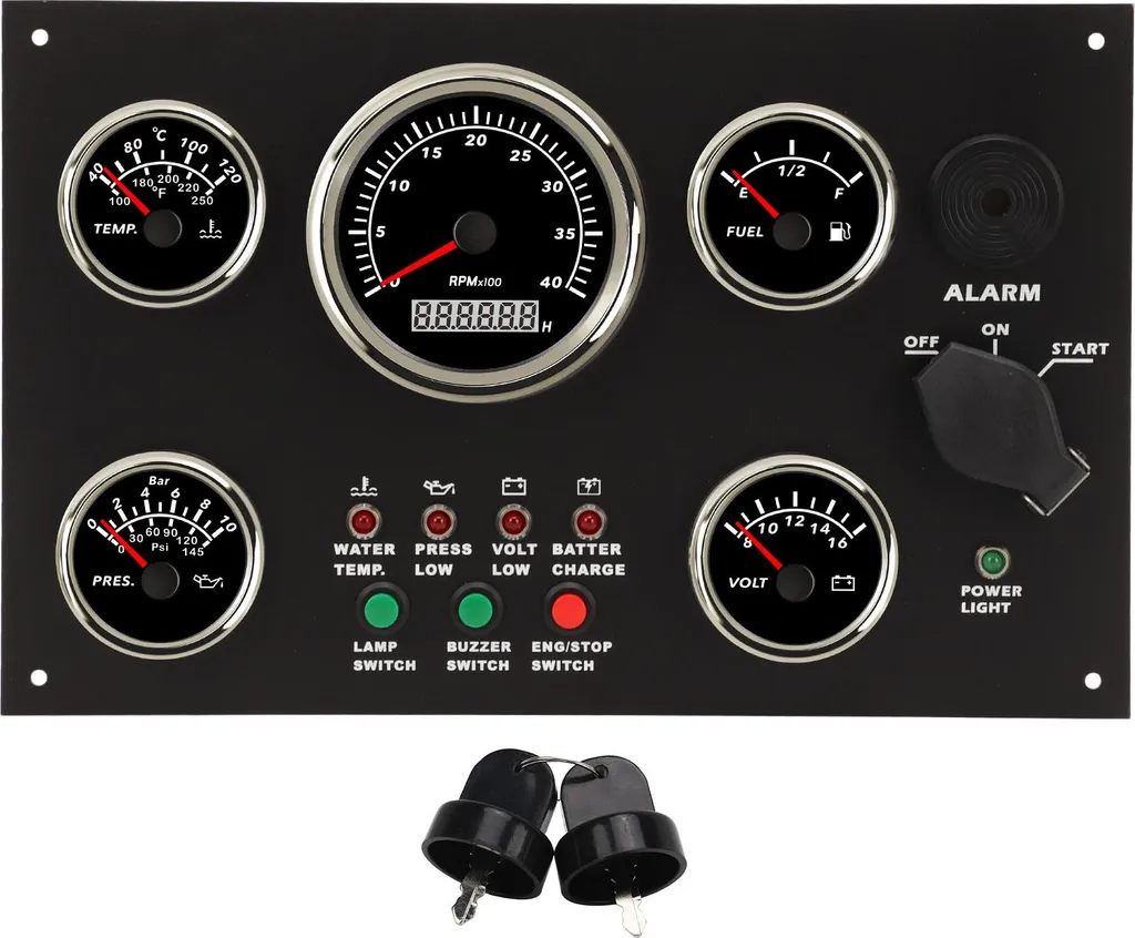Set de 5 jauges de bord pour bateau étanche IP67 avec rétroéclairage