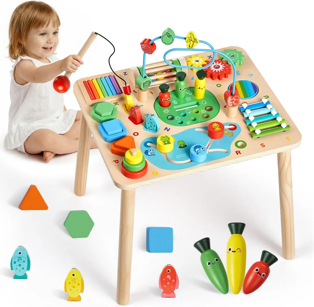 Table d'apprentissage en bois jouet éducatif Montessori 13 activités