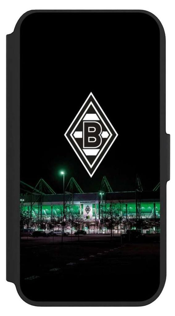 NIVOCASE Klapphülle für Apple iPhone 8 Handyhülle aus Kunst Leder NIVOflip schwarz Borussia Mönchengladbach Offizielles Lizenzprodukt Stadion
