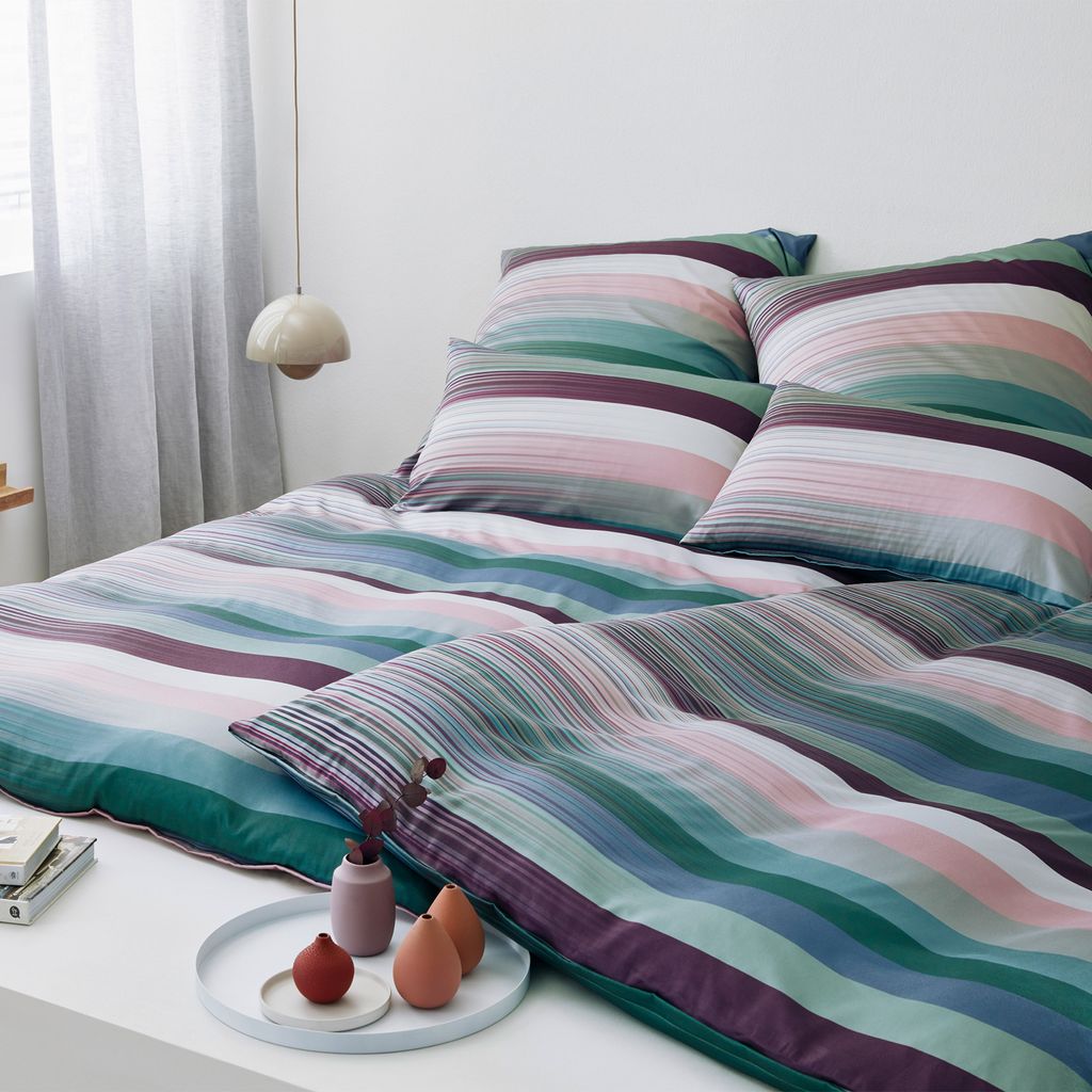 elegante Mako-Satin Bettwäsche 2306-04 Change mint-lilack 100% Baumwolle, Größe:135x200 cm + 80x80 cm