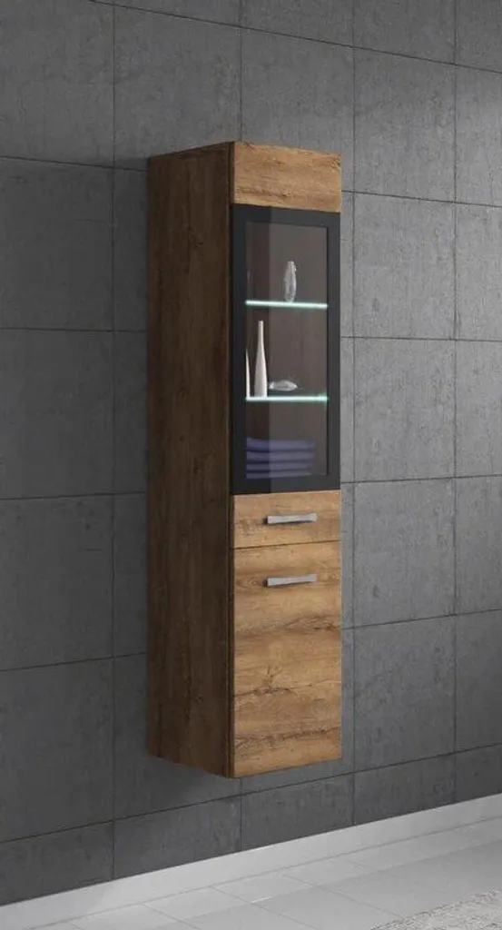 Meuble salle de bains Hohe Eichen 131 cm - Finition chêne et gain de place