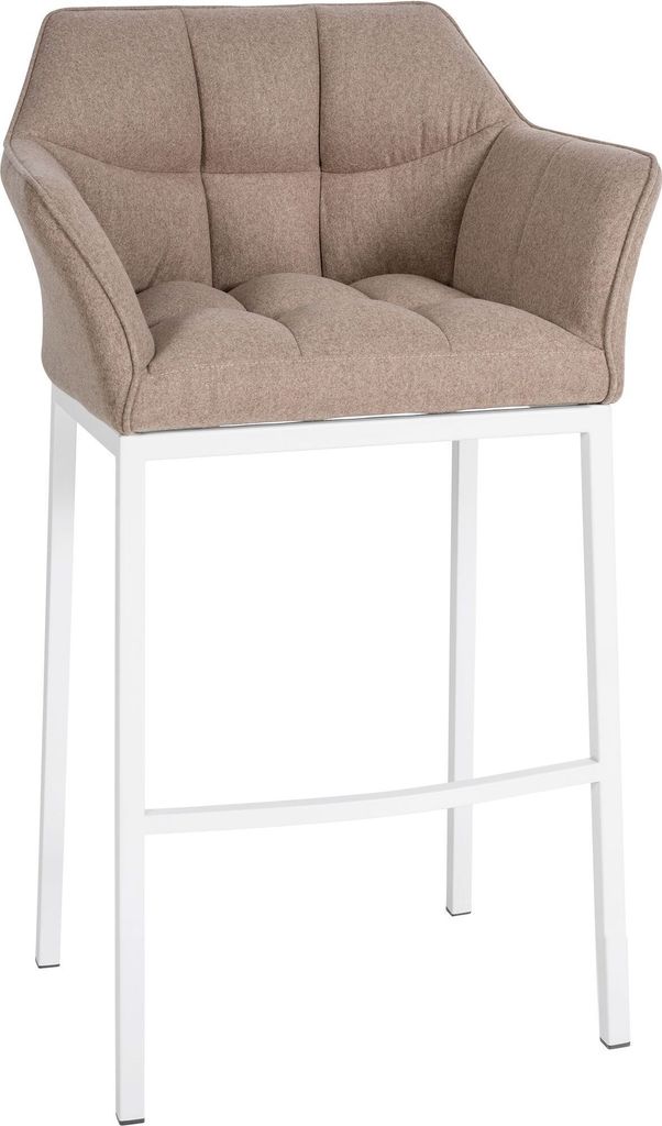 CLP Barhocker Damaso Filzbezug mit Vierfußgestell aus Metall bis 240 kg belastbar,taupe weiß