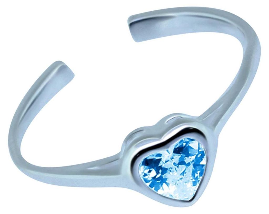 Zehenring Zehring Herz 925 Silber hellblauer Zirkonia