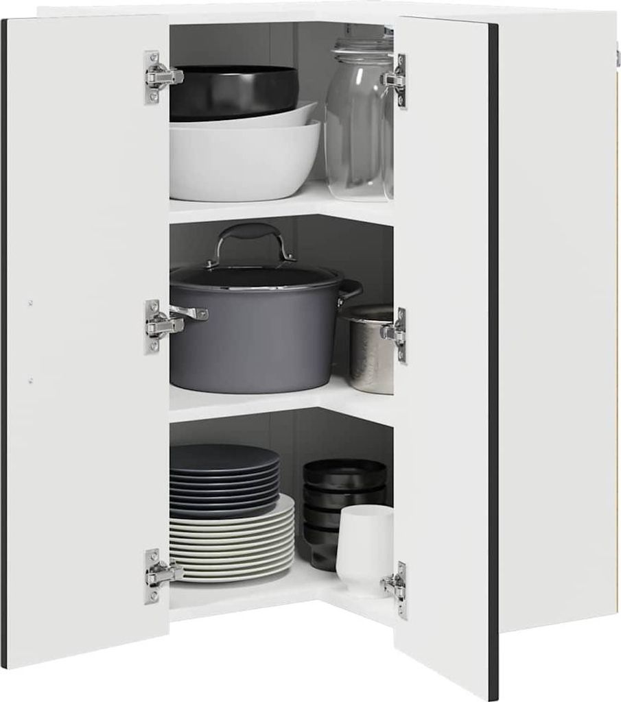 (Design 2026) Küchenschrank Kalmar Schwarz 57 x 57 x 80cm Holzwerkstoff - HOMMIE 987752 - Küchenschränke