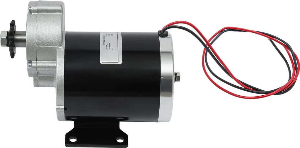 E‐Bike DC Getriebemotor - 24V 600W Bürsten-Mikromotor - Drehzahl 450 U/min - Strom 28A - IP33 - Lastkapazität 200–250 kg - Kabel 70 cm - Grau