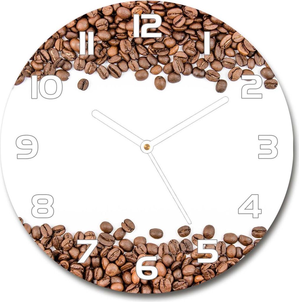 Wanduhr aus Glas 30fi Glasbild Glasuhr Gehärtetes Glas - weisse-zeiger - Coffee beans