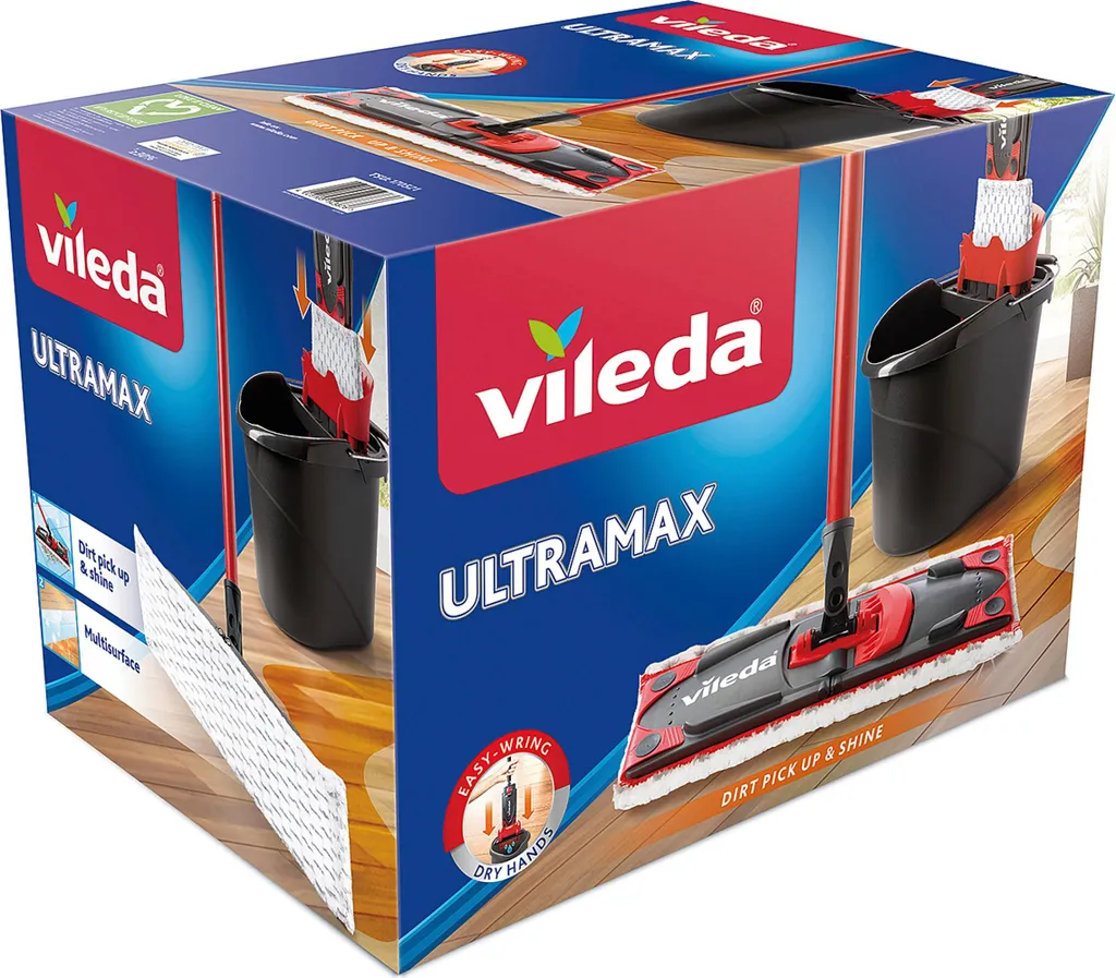 Vileda Ultramax Kit Balai à Zone de Pression et Seau Essorage Performance 2.0