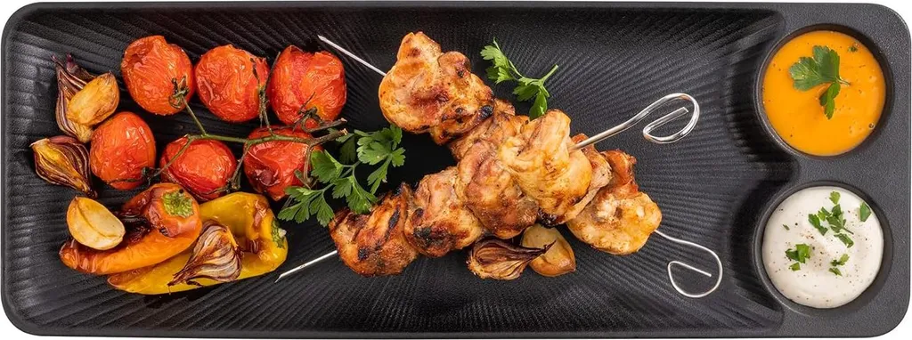 Plat de service 41cm incassable Nero avec compartiments dip intégrés