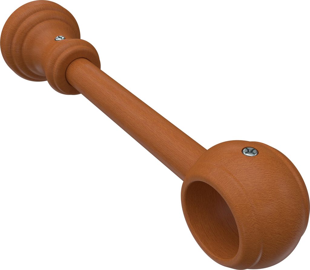 Interdeco Träger mit Abstand 17 cm / Wandhalterung für Gardinenstangen 28 mm Ø, 1-läufig Kirschbaum lackiert, Typ Classic