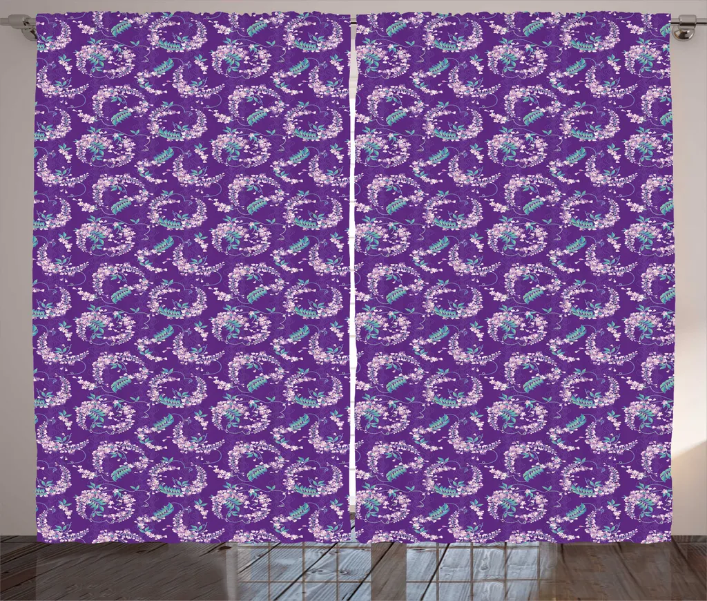 ABAKUHAUS Rideaux Fleurs de Glycine Japonaise Violet 280x225 cm